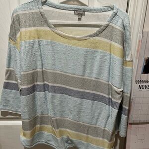 Talbots Multicolor Striped Long Sleeve Top